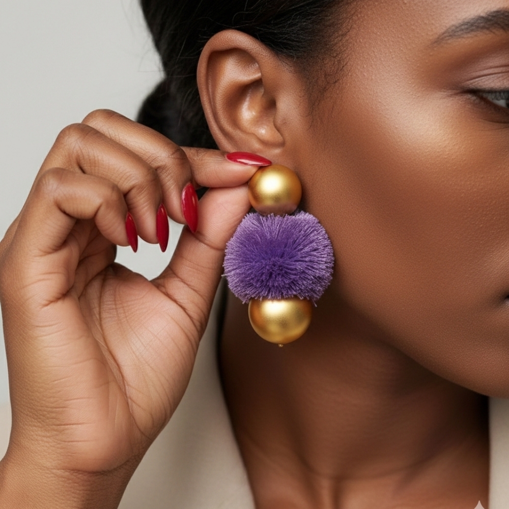 ARCHIVED Khoi Yara Elegant Purple and Gold Earrings